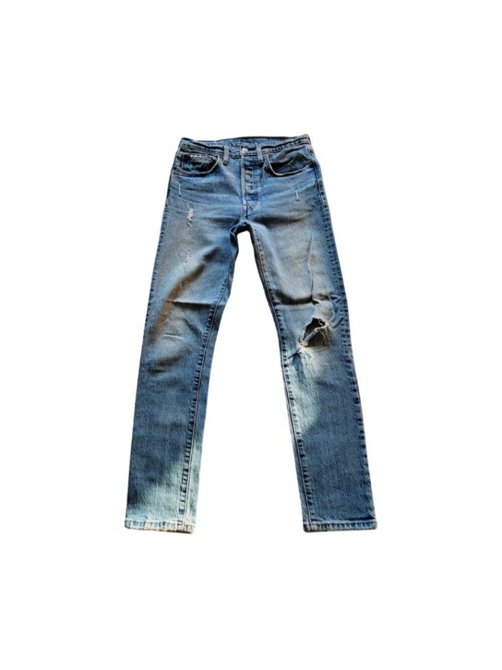 Vintage-Style Women’s Levi’s 501 Skinny Distressed Blue Jeans (Size 28) (EUC)